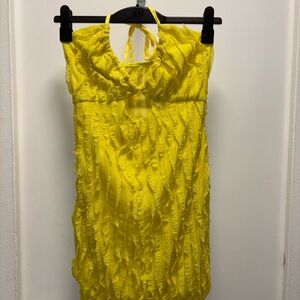 SHEIN Yellow Ruffle Halter Dress- Size Small